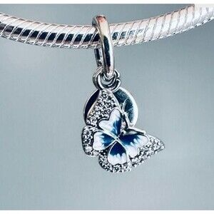 NEW Authentic Pandora silver butterfly & quote double charm / Pandora Bracelet